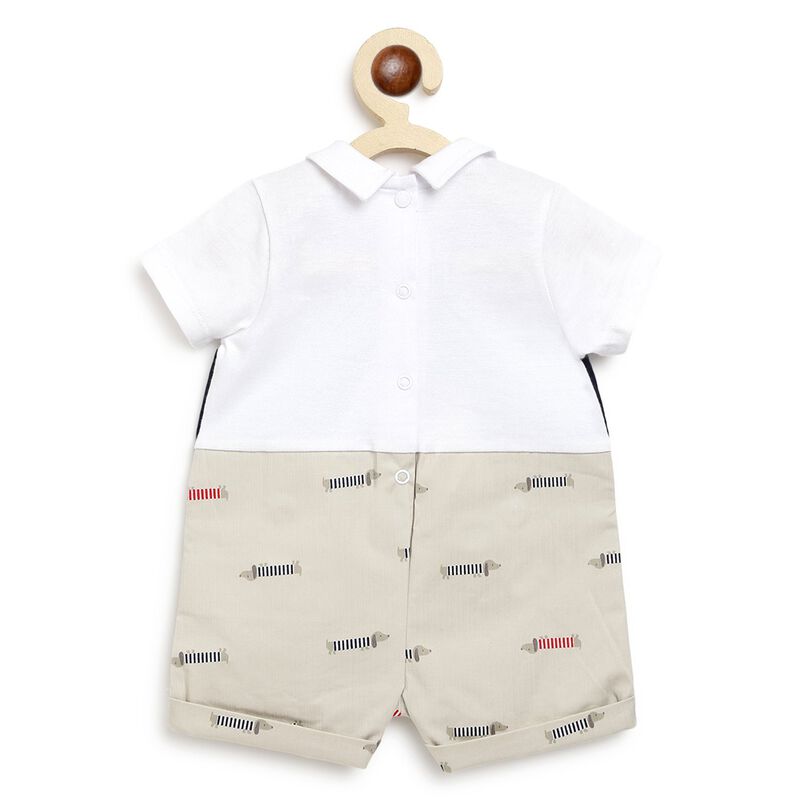 Boys Medium Natural Solid Short Sleeve Romper image number null